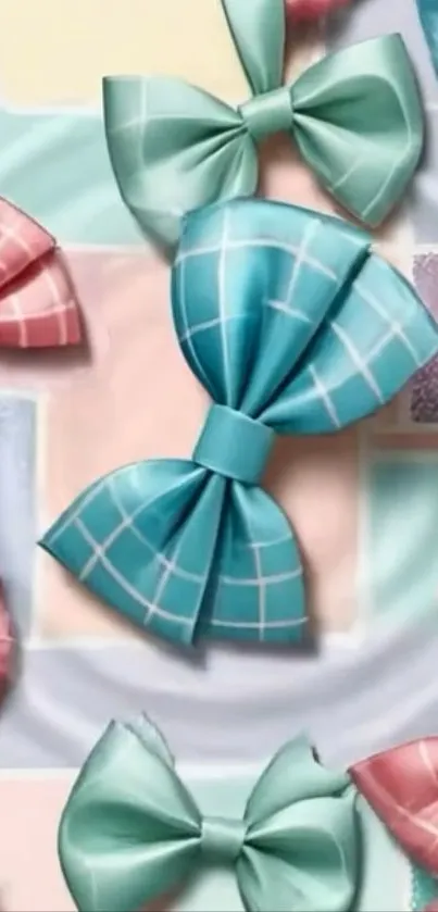 Pastel color bowtie pattern wallpaper.