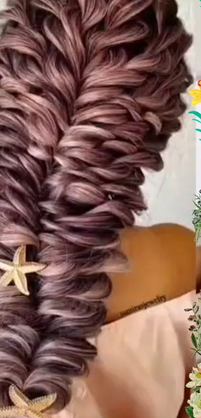 Elegant braided hair with starfish accents.