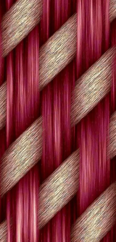 Intricate braided pattern with rich red and beige hues for mobile wallpaper.