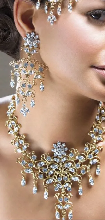 Elegant woman with exquisite bridal jewelry.