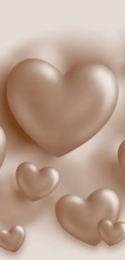 Elegant brown 3D hearts mobile wallpaper.