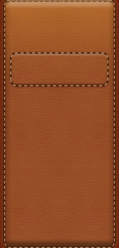 Brown leather texture wallpaper with detailed stitching.