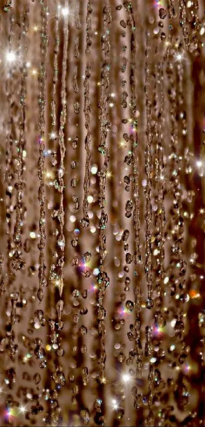 Elegant brown wallpaper with sparkling droplets.