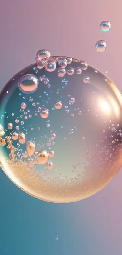 Bubble aesthetic wallpaper with pastel colors and a single sphere.