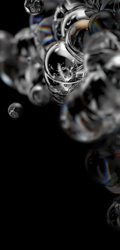 Elegant black and silver bubble wallpaper for mobile.