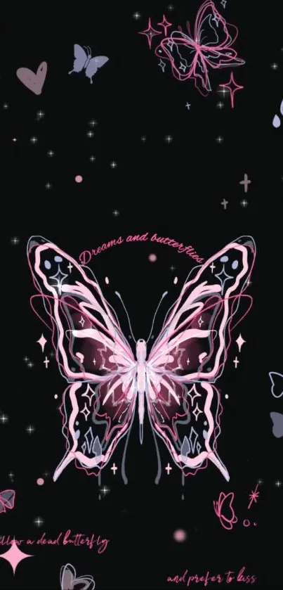 Elegant butterfly dreams mobile wallpaper with artistic design.