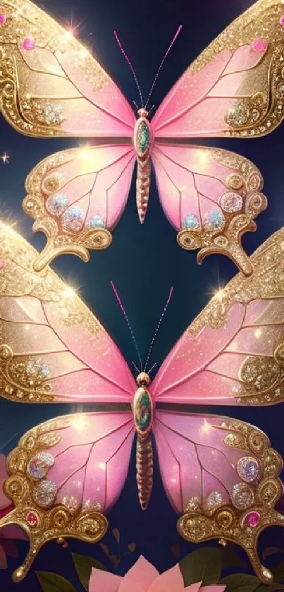 Elegant butterflies with lotus flowers in fantasy art design.