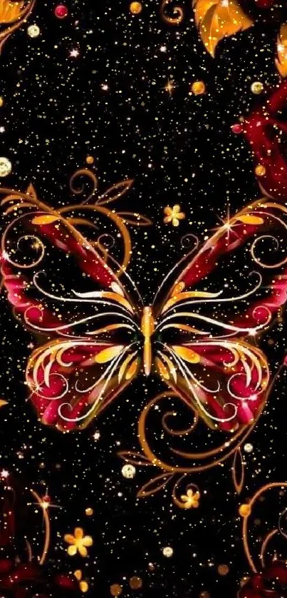 Elegant butterfly fantasy art wallpaper for mobile phones.