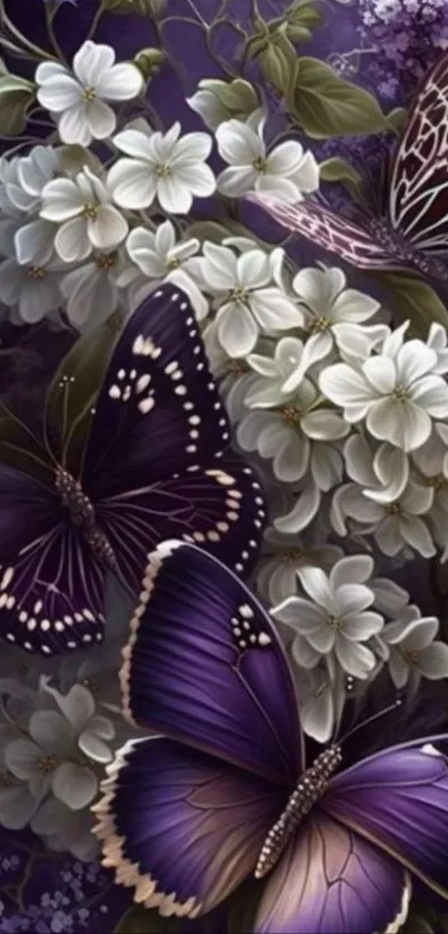 Elegant butterflies and floral design mobile wallpaper.