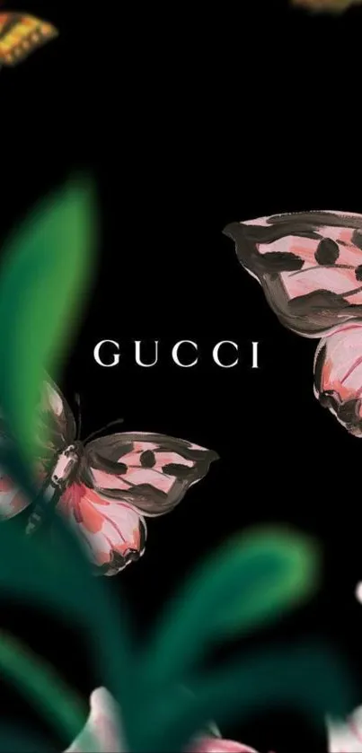Gucci butterfly and floral design wallpaper
