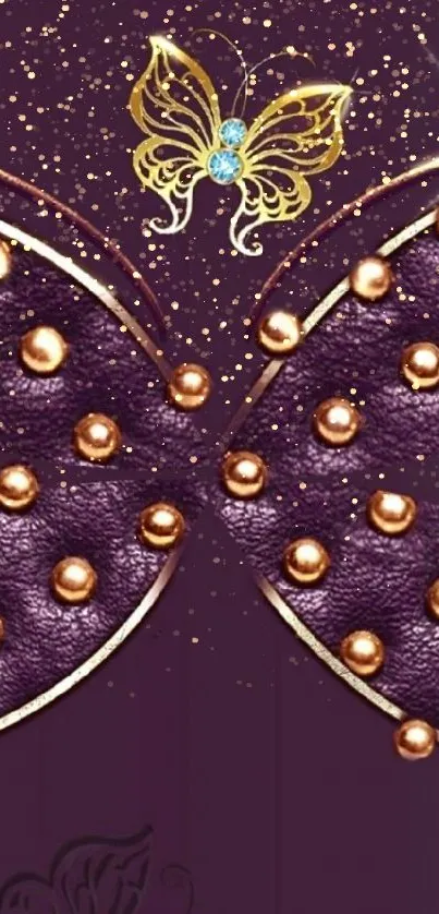 Luxurious butterfly design with purple and gold accents.