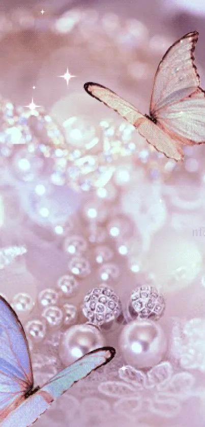 Elegant butterflies with pearls, perfect mobile wallpaper.