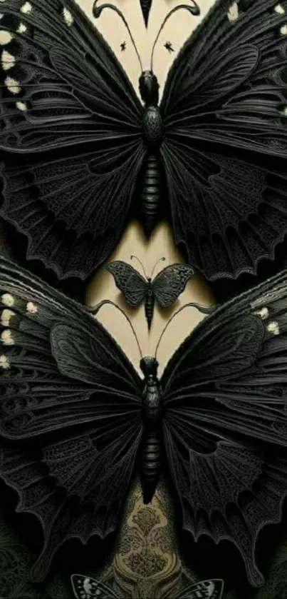 Detailed black butterfly mobile wallpaper.