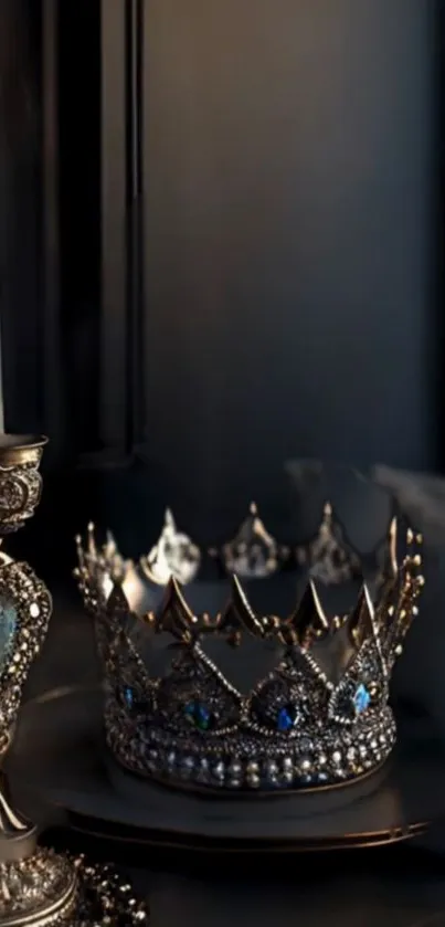 Candlelit crown with elegant background for mobile wallpaper.