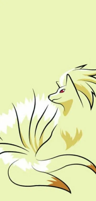 Stylized yellow green fox wallpaper with tails.