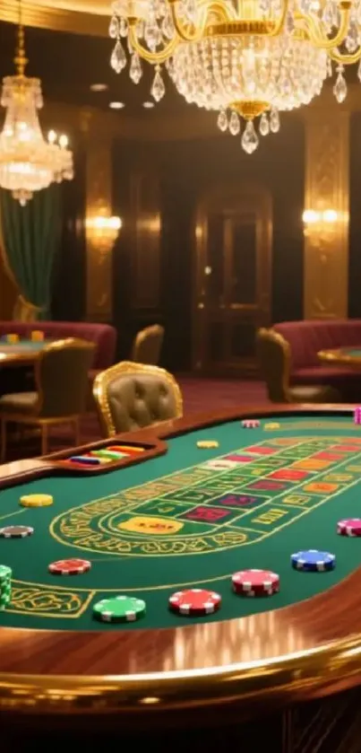 Luxurious casino table with decor.