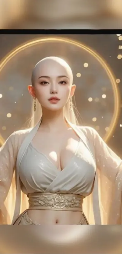 Elegant celestial figure with a radiant halo.