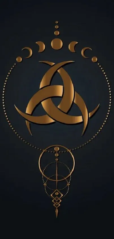 Celtic symbol with bronze accents on a dark blue background.