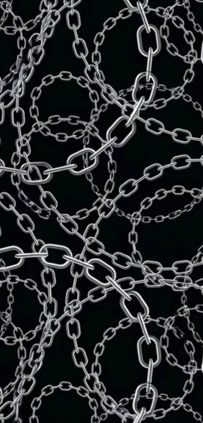 Intricate chain pattern on black mobile wallpaper.