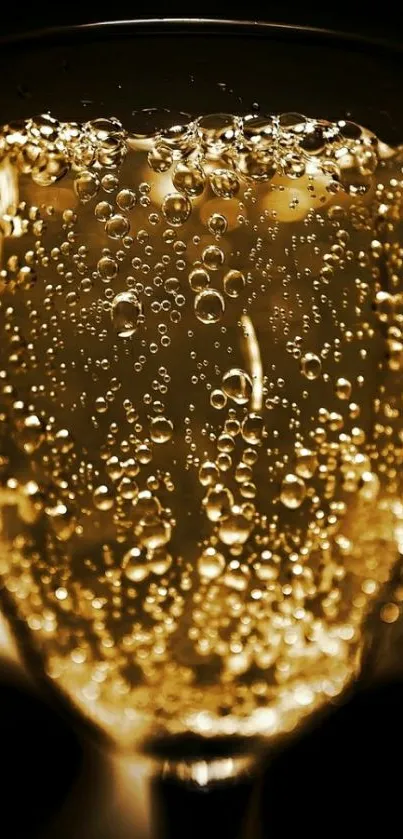 Close-up of champagne bubbles in a glass, exuding elegance.