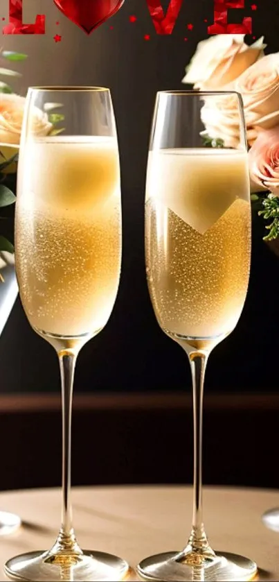 Champagne flutes and flowers mobile wallpaper.
