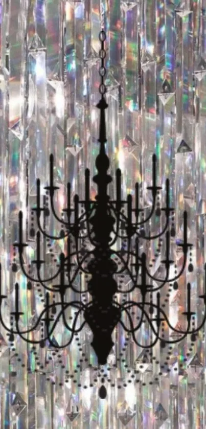 Elegant chandelier with shimmering crystal background wallpaper.