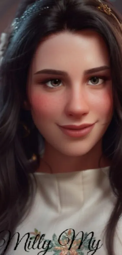 Detailed character portrait wallpaper with elegant features.