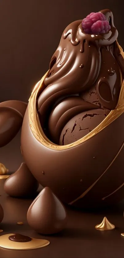 Luxurious chocolate art with raspberry accent