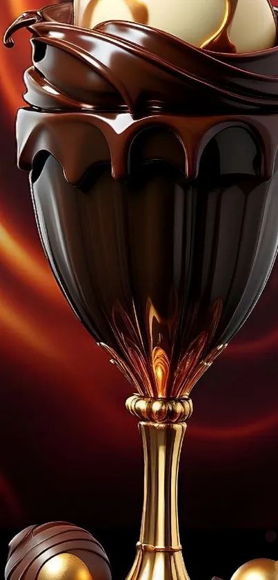 Elegant chocolate art with golden accents mobile wallpaper.