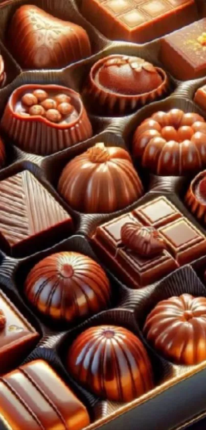 Luxurious assortment of gourmet chocolates in box
