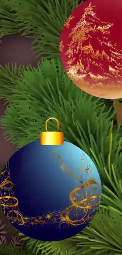 Christmas ornaments on green background, elegant holiday art.