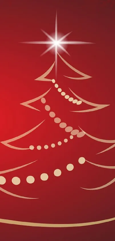 Elegant red Christmas tree with star and gold accents on a festive background.