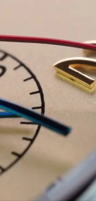 Close-up image of an elegant clock face with gold and blue details.