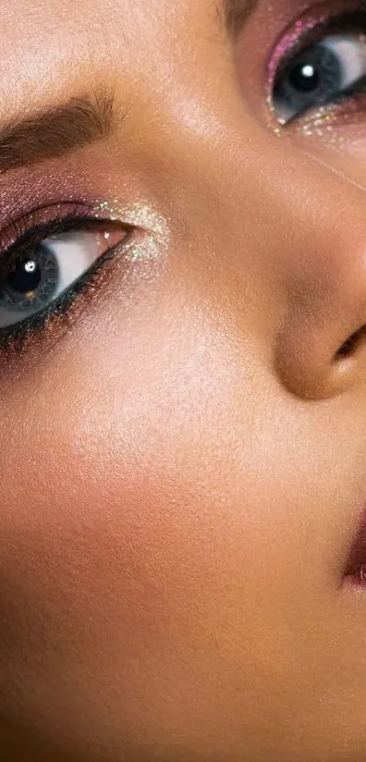 Close-up of a model with elegant makeup in high resolution.