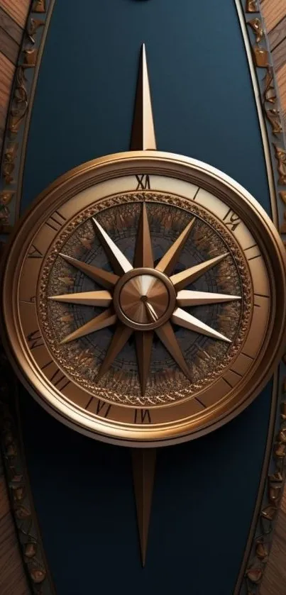 Compass-inspired mobile wallpaper with elegant brown and gold design.