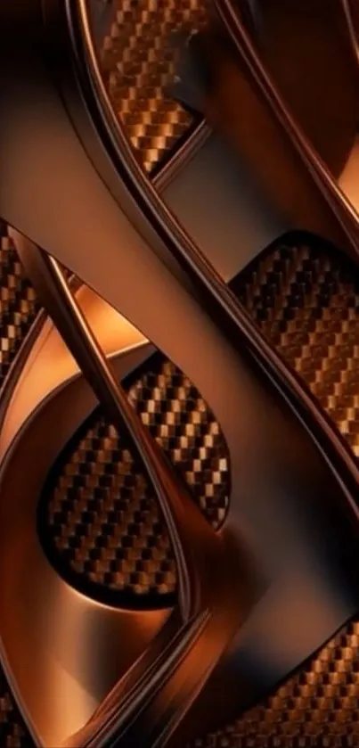 Copper abstract design wallpaper with metallic elements and geometric patterns.