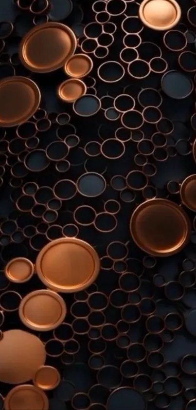 Elegant copper circles on a dark background.