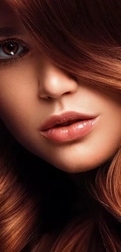 Close-up image of elegant copper hair flowing beautifully.