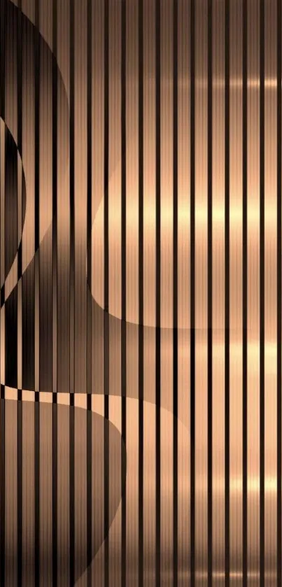 Bronze abstract wave mobile wallpaper with vertical lines.