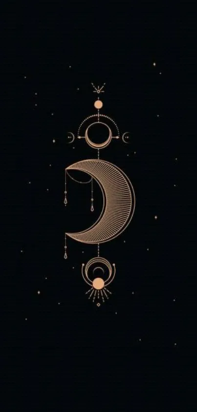 Elegant crescent moon abstract design on dark mobile wallpaper.