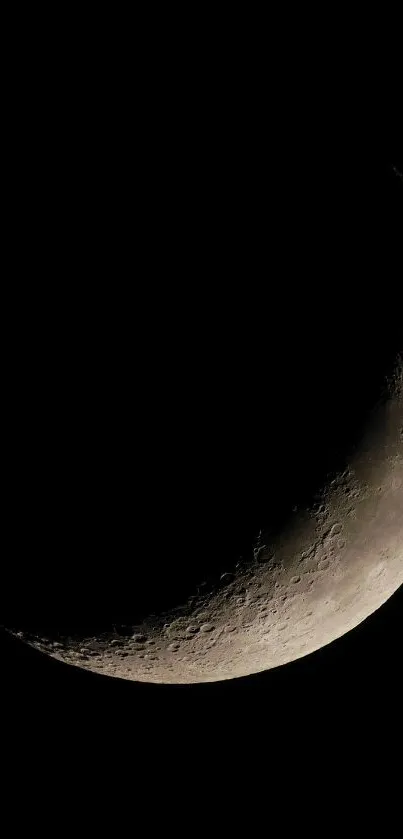 Crescent moon against a dark night sky in a stunning mobile wallpaper.