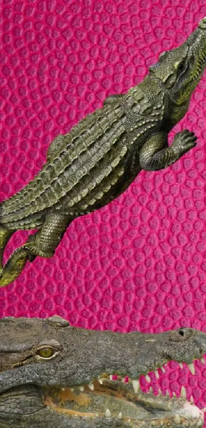 Crocodile and pink leather mobile wallpaper