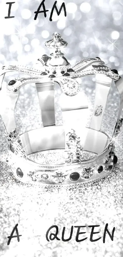 Sparkling silver crown mobile wallpaper.