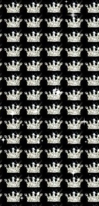 Seamless crown pattern on a black background wallpaper.