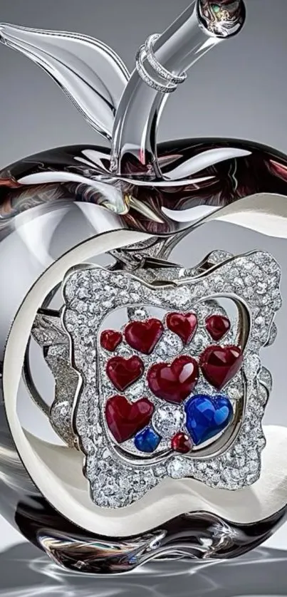 Elegant crystal apple with jewels design
