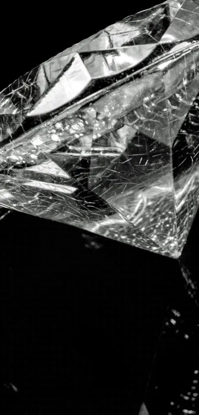 Elegant black wallpaper with detailed crystal diamond design.