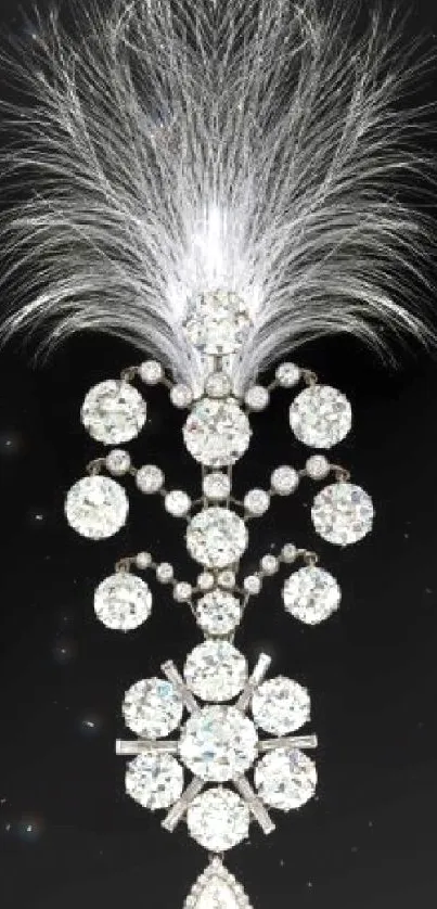 Elegant crystal brooch with sparkling details on a black background.