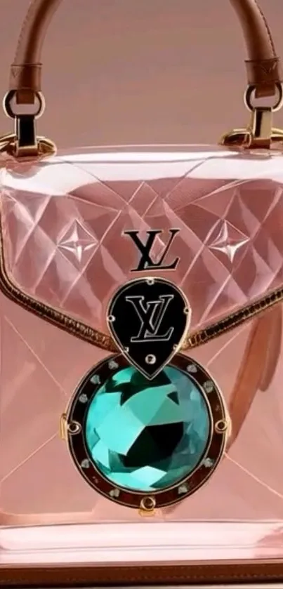 Elegant clear handbag with diamond patterns and gem.