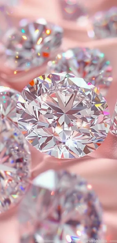 Sparkling diamonds on a soft pink background.