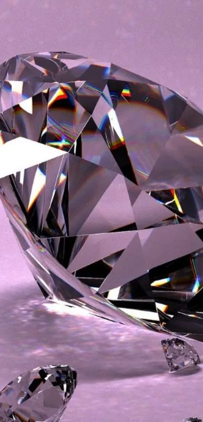 Mobile wallpaper featuring a large crystal diamond on a purple background.